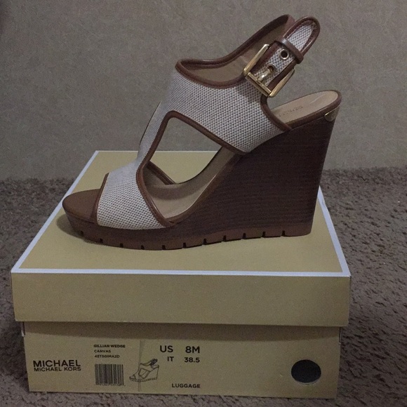 MICHAEL Michael Kors Gillian Wedge Canvas NEW - Picture 3 of 3